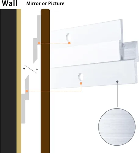 Miniatura 3 de Tacos franceses de 2 pulgadas, colgador de tacos franceses, clips en Z de aluminio para colgar imágenes, espejos, paneles, pizarra blanca, estante