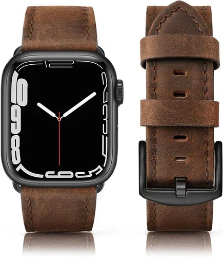 Miniatura 8 de Correa de cuero compatible con correas de Apple Watch de 1.811 in, 1.772 in, 1.732 in, 1.654 in (Serie 1/2/3) para hombres y mujeres, correa