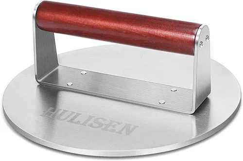 Miniatura 11 de HULISEN Burger Smasher, prensa de hamburguesas aplastadas de acero inoxidable, prensa de hamburguesa de 6 pulgadas para plancha, prensa de parrilla
