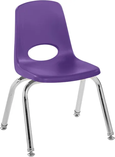 Miniatura 8 de FDP - Silla escolar apilable de 12 pulgadas, asiento apilable para estudiantes con patas de acero cromado y deslizadores giratorios de nailon