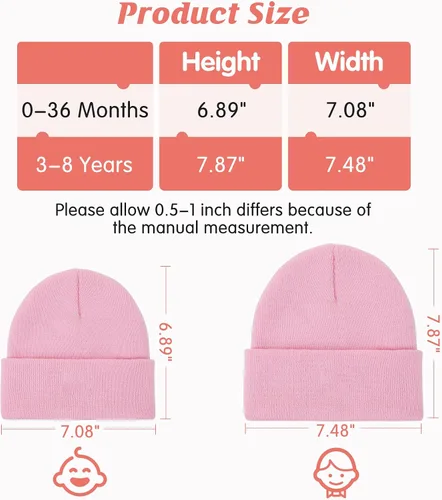 Miniatura 6 de Zando Toddler Beanies for Baby Winter Hat Kinit Winter Hats for Kids Warm Cap Baby Boy and Girl Beanie Hat 0-8T