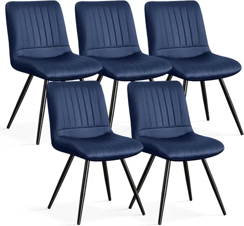 Miniatura 50 de Sillas de comedor, modernas sillas de comedor con cojines gruesos, sillas tapizadas de piel sintética para cocina, comedor con patas de metal
