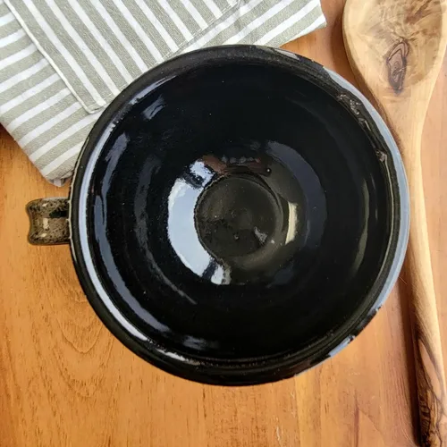 Miniatura 9 de Juego de 2 cuencos de sopa estilo granja con asas, grandes profundos, tazas colgantes de cocina, decoración de cerámica hecha a mano