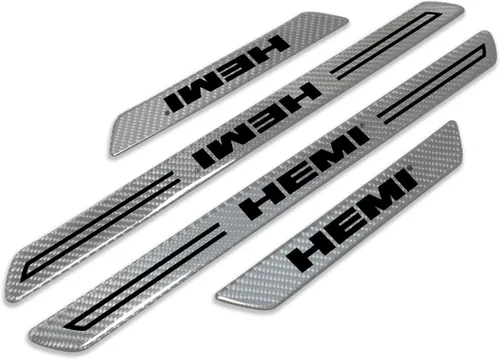 Miniatura 7 de iPick Image Para HEMI Logo Negro Real Fibra de Carbono Universal Protector de Paso Protector de Escalón Placas un Conjunto de 4