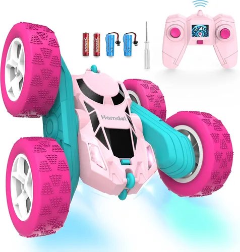 Miniatura 21 de Hamdol Coche de acrobacias a control remoto para niños de 6 a 12 años, auto de control remoto giratorio de 360° con luces LED, vehículo eléctrico