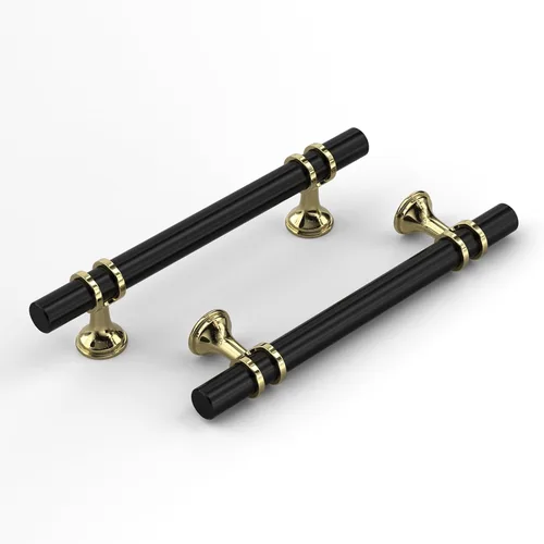 Miniatura 23 de Haliwu - Paquete de 6 perillas doradas negras para gabinete, perillas de cajón en T de dos tonos, perillas de cocina negras mate, perillas sólidas