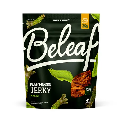 Miniatura 13 de Beleaf Jerky a base de plantas de jalapeño: aperitivo alto en proteínas, cecina vegana saludable y sabrosa para energía sobre la marcha, sabrosa