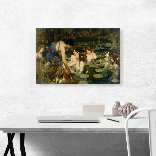 Miniatura 2 de ARTCANVAS Hylas and the Nymphs 1896 - Póster enmarcado estirado para decoración de pared de John William Waterhouse, 26 x 18 pulgadas