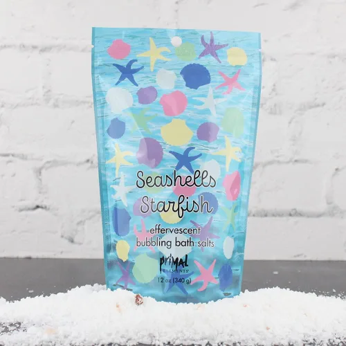 Miniatura 2 de Primal Elements Sal marina desintoxicante, sales de aromaterapia burbujeantes, conchas marinas y estrellas de mar, bolsa resellable de 12 onzas