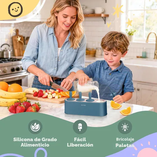 Miniatura 7 de Juego de moldes para paletas de 4 piezas, fabricante de paletas caseras de silicona, moldes para helados de fácil desmolde, moldes pop DIY Azul