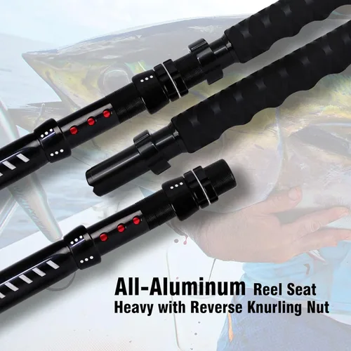 Miniatura 5 de Fiblink Bent Butt Trolling Rod 2 piezas de agua salada en alta mar caña de pescar Big Game Roller Rod Polo de barco convencional