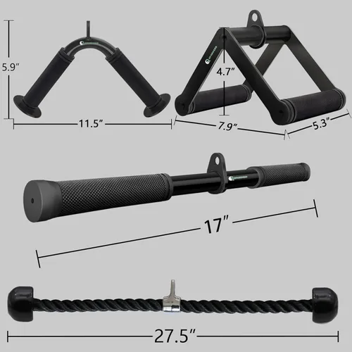 Miniatura 6 de QPARVERS juego de accesorios para máquina de cable, accesorios de jalón LAT, accesorios de máquina de pesas para gimnasio en casa Negro-4.0