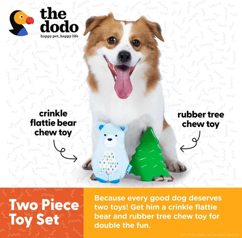 Miniatura 3 de The Dodo Woodland Animals - Juego de 2 juguetes para perros sin relleno: oso y árbol; juguete para perros sin peluche chirriante + juguete Oso
