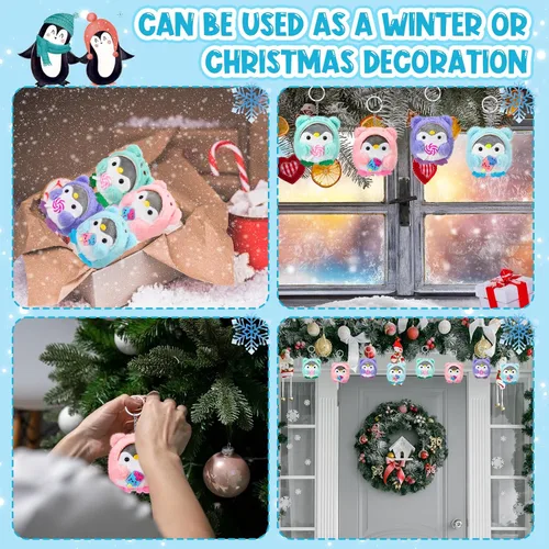 Miniatura 6 de Kasyat 12 llaveros de pingüino de peluche a granel para el día de la madre, lindos juguetes pequeños para bebé, muñequera, bolsa colgante, regalo