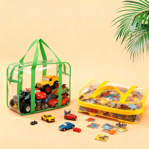 Miniatura 6 de 6 bolsas grandes de almacenamiento de juguetes, cajas de juguetes reutilizables de PVC transparente, organizador de juguetes de alta capacidad
