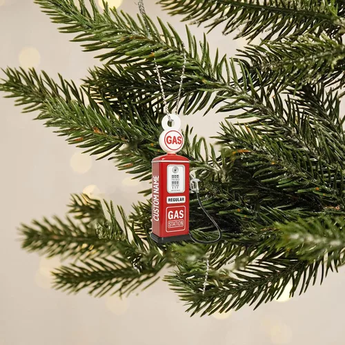 Miniatura 4 de Adorno de Navidad personalizado con bomba de gas 2025, decoración retro personalizada de árbol de estación de servicio, regalo único de recuerdo