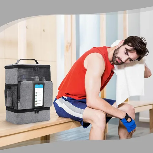 Miniatura 5 de Funambulist Carrito de ducha de gran capacidad portátil para dormitorio, esencial para estudiantes universitarios, niñas/chicos (gris)