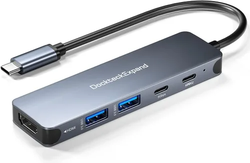 Miniatura 11 de Adaptador multipuerto USB C, DockteckExpand 7 en 1 tipo C Hub con HDMI 4K 60Hz, Ethernet de 1 Gbps, 100 W PD, 2 puertos USB 3.0, ranuras para 7 EN 1