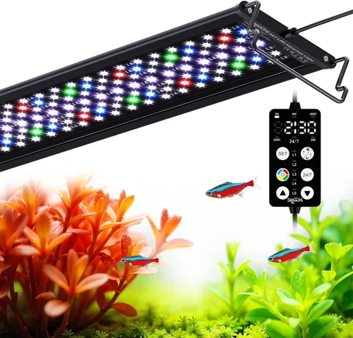 Miniatura 11 de SEAOURA - Luz LED para acuario, temporizador personalizado 24/7, memoria de apagado, luz de tanque de peces de espectro completo de 7 filas de LED