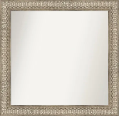 Miniatura 323 de Amanti Art Espejo de baño plateado para sobre fregadero, 26 x 26 pulgadas, espejo cuadrado de níquel pulido, marco de madera tradicional mediano, se