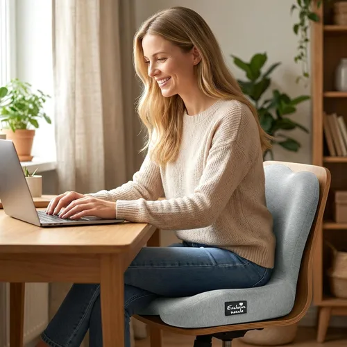 Miniatura 5 de Exclusivo Mezcla Cojín de asiento de espuma viscoelástica, cojines ergonómicos para aliviar el dolor del coxis, almohadilla de asiento Gris claro