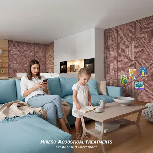 Miniatura 7 de Paneles de pared acústicos, paquete de 6 paneles de 72 x 48 pulgadas con textura de madera 3D, paneles de arte autoadhesivos decorativos