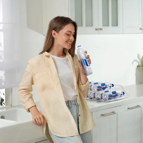 Miniatura 4 de Sorbus Paquete de 2 organizadores de botellas de agua y latas, soporte para bebidas para refrigerador, despensa, almacenamiento y organización