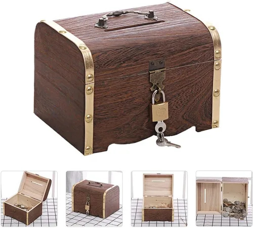 Miniatura 8 de Juego de pecho de metal vintage, caja pirata de estilo europeo con cerradura y llave, caja de regalo para niñas, mujeres y mujeres, talla L