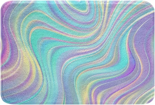 Miniatura 23 de Erosebridal Alfombra de baño turquesa de 16 x 24 pulgadas, antideslizante, verde azulado y gris, para niñas y adultos, alfombra de puerta