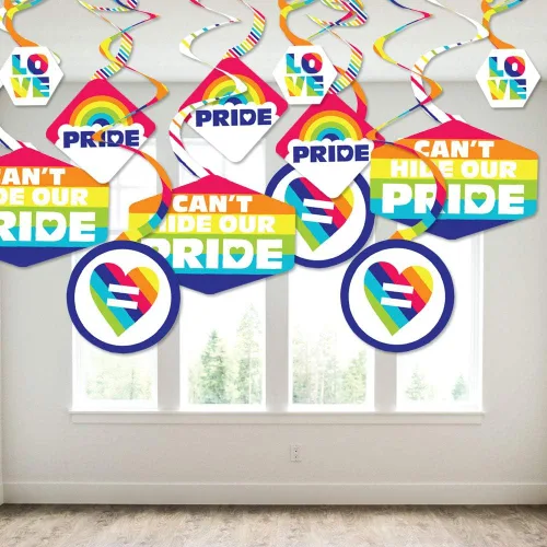Miniatura 3 de Big Dot of Happiness Love is Love - Decoración colgante de fiesta de arco iris del orgullo - Remolinos de decoración de fiesta - Juego de 40
