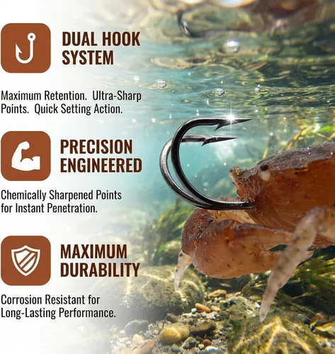 Miniatura 2 de 3 señuelos suaves de cangrejo de simulación 3D con ganchos afilados, ganchos dobles para pesca en el mar, trampas de cebo de cangrejo, herramienta