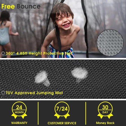 Miniatura 5 de SKYUP Tranpoline 1500LBS 16 15 14 12 10 8 FT Tranpoline for 7-10 Kids and Adults, Heavy-Duty Outdoor Tranpoline with Enclosure Net, Basketball Hoop