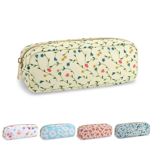 Miniatura 55 de Estuche pequeño para lápices y maquillaje para bolso, lindo estuche de lápices, bolsa de pinceles de maquillaje de nylon con cremallera, estuche