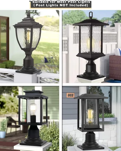 Miniatura 4 de FEMILA Base de montaje en muelle, adaptador de base de montaje de luz de poste de aluminio fundido, acabado negro, 4FW31PA BK