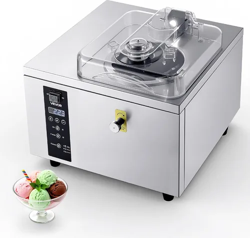 VEVOR Máquina comercial de helado duro, 500 W, 1.32 galones/hora, heladera de gelato duro con cilindro de acero inoxidable 304 de 2.8 L, panel LED