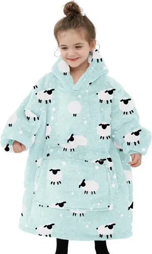 Miniatura 19 de Manta con Capucha Usable NOUKOW Manta Sherpa de Gran Tamaño Sudadera de Franela con Bolsillo Grande Estrellas que brillan en la oscuridad