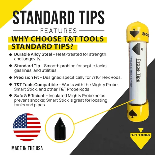 Miniatura 2 de T&T Tools Puntas estándar para varillas de sonda de suelo de 7/16 pulgadas, puntas de repuesto para Smart Stick, Mighty Probe, varillas de metal