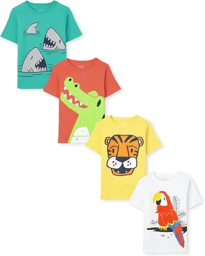 Miniatura 3 de The Children's Place Baby Boys and Toddler Dinos,Animals,Cars Short Sleeve Graphic T-Shirts,4 Pack Iguana/Perezoso/Tiburón/Animales