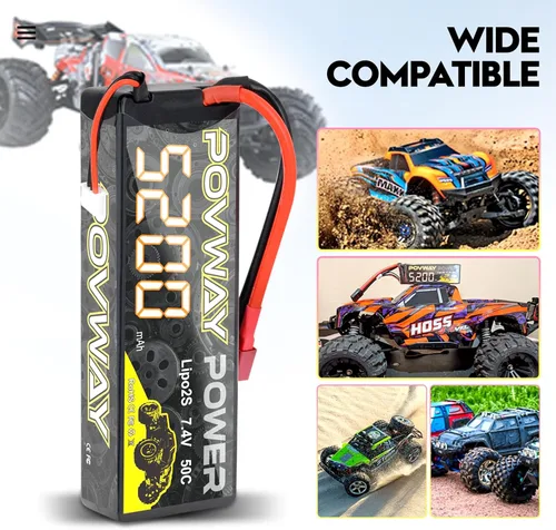 Miniatura 4 de 5200mAh 2S Lipo Battery 80C 7.4V RC LiPo - Carcasa rígida con enchufe en T para automóviles RC, camión RC, avión RC, helicóptero RC, dron