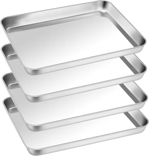 Miniatura 21 de P&P CHEF Bandeja para hornear galletas de 9 pulgadas, bandeja de acero inoxidable para cocina, utensilios para horno para múltiples usos, aspecto