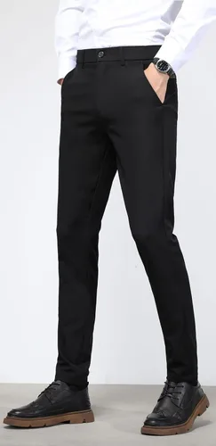 Miniatura 4 de Plaid&Plain Pantalones de vestir ajustados elásticos en 4 direcciones para hombre