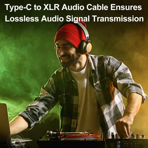 Miniatura 4 de J&D Adaptador convertidor de cable estéreo USB C a doble XLR macho para amplificador, mezclador de consola de mezcla, altavoz compatible con iPhone