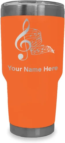 Miniatura 9 de LaserGram Vaso aislado al vacío de 20 onzas, notas musicales, grabado personalizado incluido (negro)