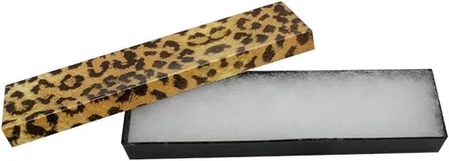 Miniatura 3 de Cajas de regalo de joyería de 8 "x 2" x 1" Caja de cartón de bateo de algodón con estampado de leopardo, juego de 10 PC