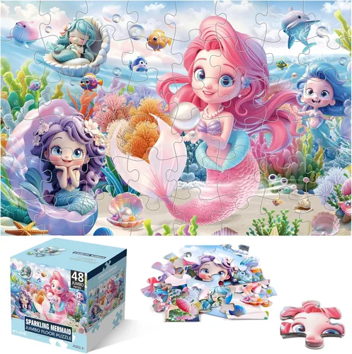 Miniatura 8 de Rompecabezas de piso Jumbo para niños, rompecabezas de unicornio de 48 piezas, rompecabezas grande para niños pequeños de 3 a 5 años, juguete