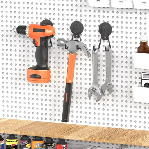 Miniatura 7 de Homde Gancho magnético resistente, paquete de 3 soportes magnéticos fuertes para taller de garaje, colgador grande de utilidad industrial