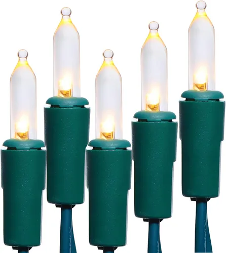 LUCKY SHINE 150 luces LED de Navidad de color blanco cálido, tira de luces con cable verde de 50 pies, certificación UL, calidad comercial, para uso