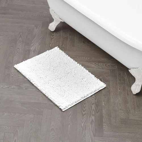 Miniatura 44 de Laura Ashley Tapete de baño de chenilla Astor 100% poliéster Decoración de baño premium Lavable a máquina Respaldo TPR Mide 17 x 24 Aqua