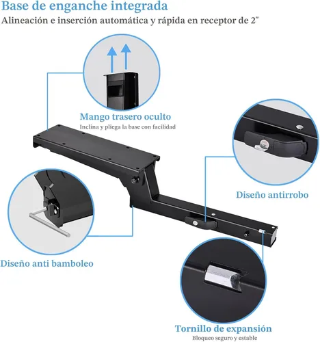 Miniatura 7 de Portabicicletas de Enganche para 2 Bicicletas Portabicicletas Plegable con Montaje de Enganche (Receptor de 2 Pulgadas) Portabicicletas con 2 Brazos