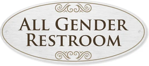 Señal de baño de SmartSign para todas las personas para puerta, con adhesivo de 3M y agujeros pretaladrados, 3.5 x 8 pulgadas, señal de baño de